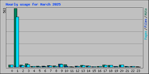 Hourly usage for March 2025