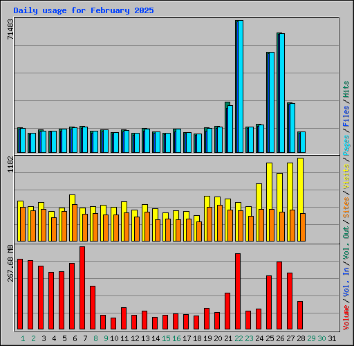 Daily usage for February 2025