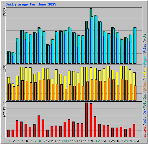 Daily usage for June 2025