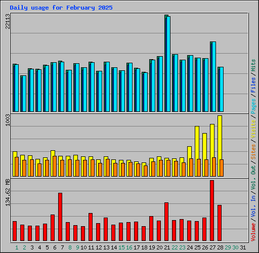 Daily usage for February 2025
