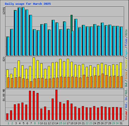 Daily usage for March 2025