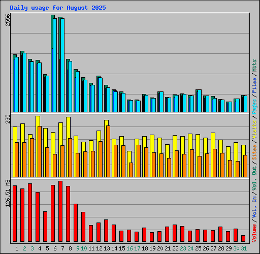 Daily usage for August 2025